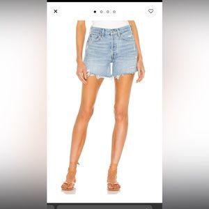 Agolde Light Wash Distressed High-Rise Jean Shorts
